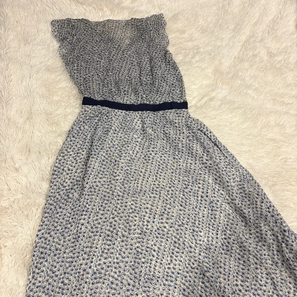Band of Outsiders Scribble Flower Silk Flutter Sleeve Shirt Dress - Picture 9 of 12